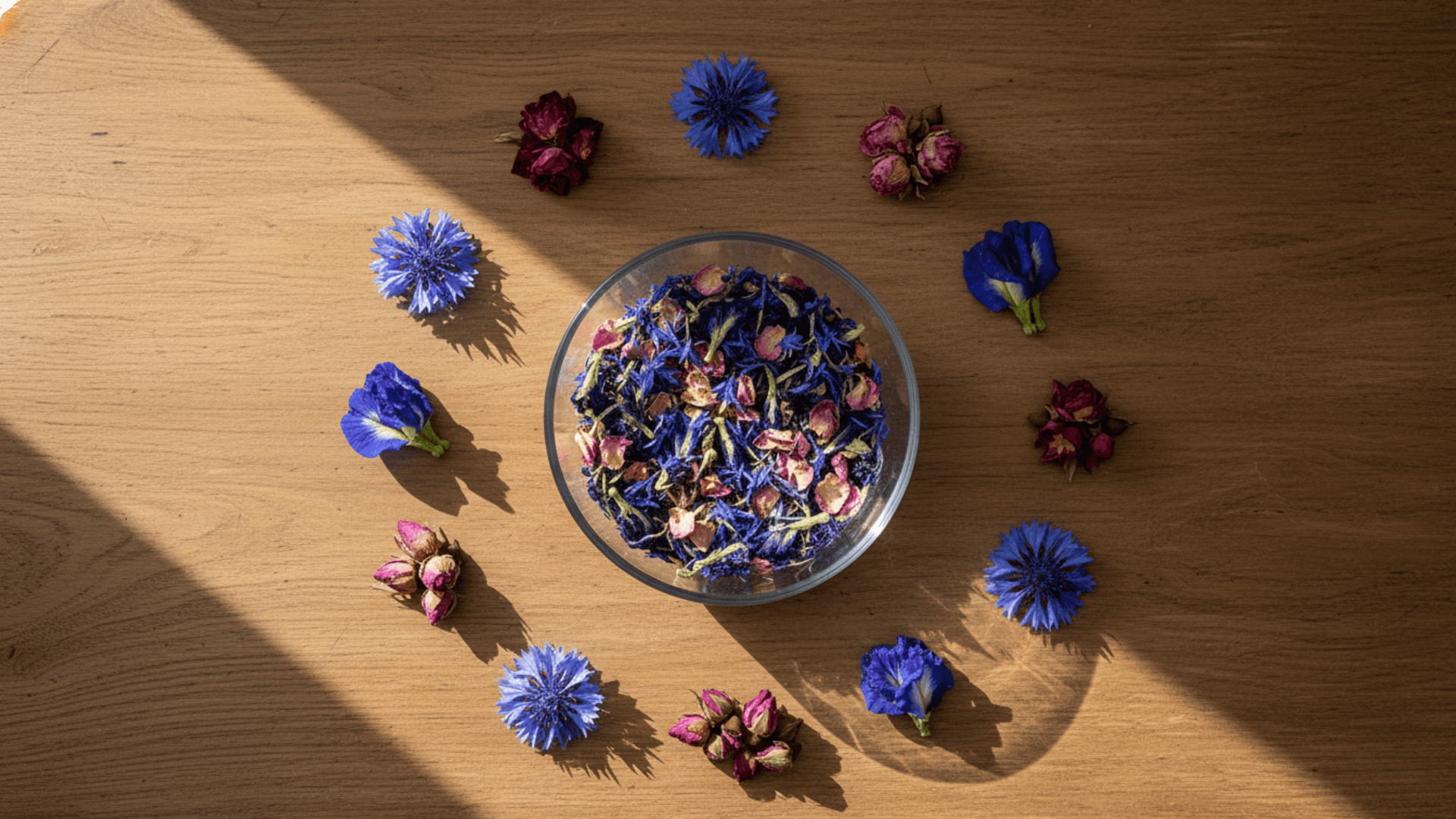 Natural Dried Flowers – Blue Corn, Blue Pea & Rose for Wellness and Beauty